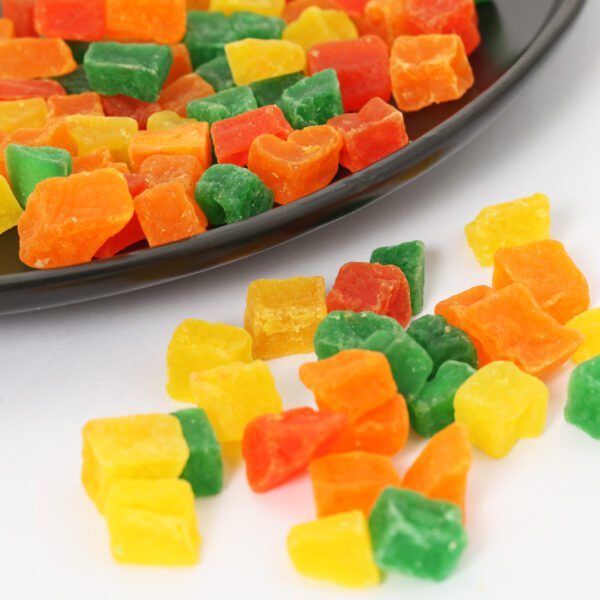 Diced papaya, diced fruit, mixed color diced fruit, fruit snacks, healthy snacks, food production, - Image 2